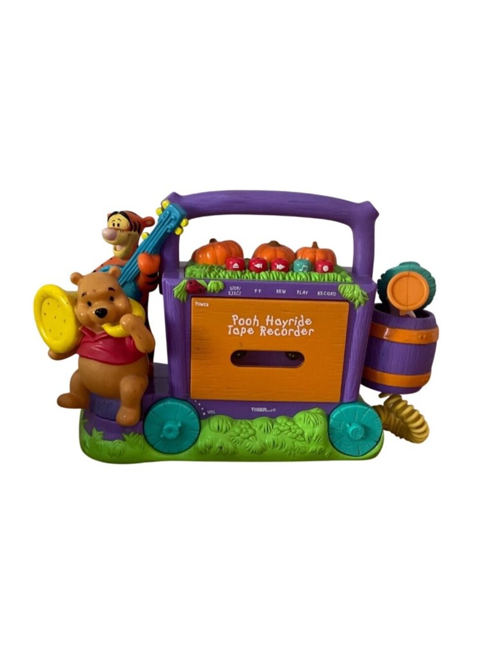 Vtg Disney Pooh Hayride Tape Recorder Piglet Microphone Tiger Electronics 1999